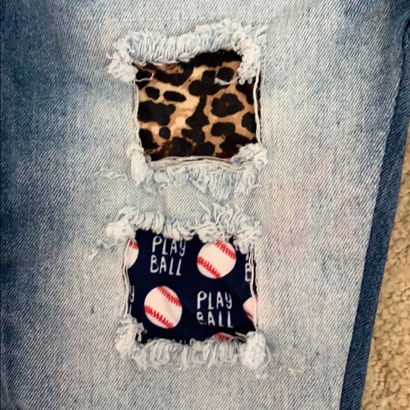 Kids 4t-5t cropped jean- Baseball and leopard - Picture 2 of 2